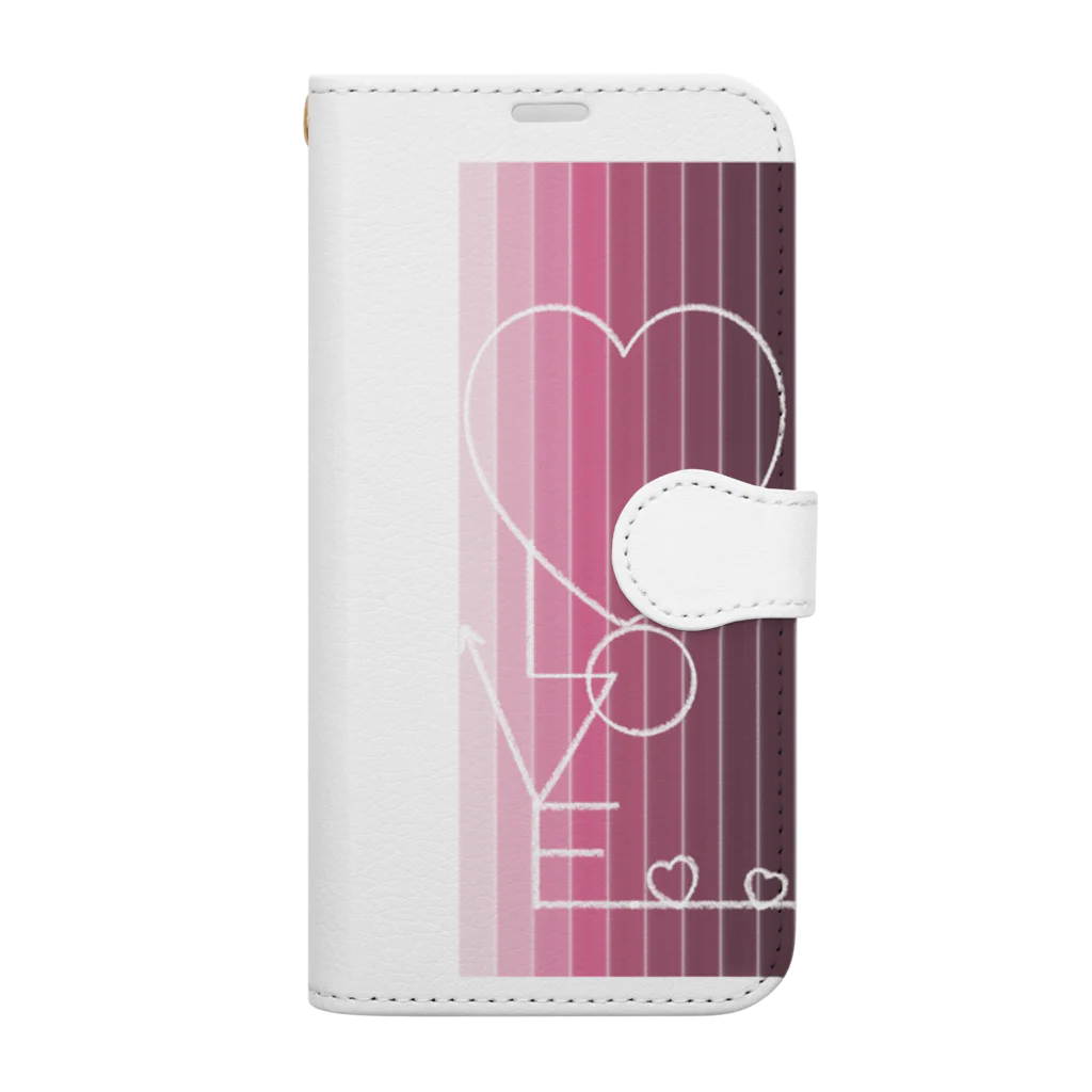 UOU-SAOU-MOETAROUのgradation♡LOVE［pink］ 手帳型スマホケース