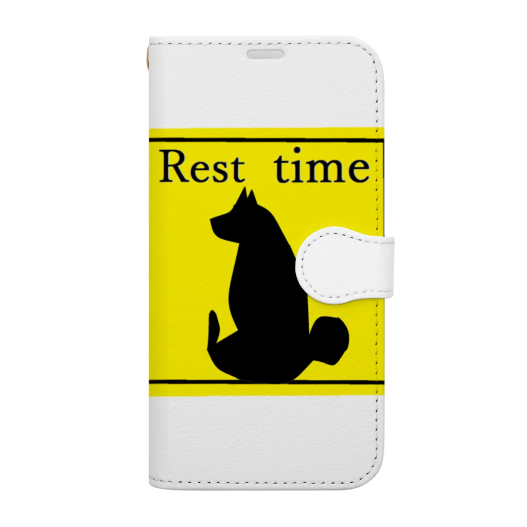 いっぷく処 てんてんのもっちり柴シルエット１(Rest time) Book-Style Smartphone Case