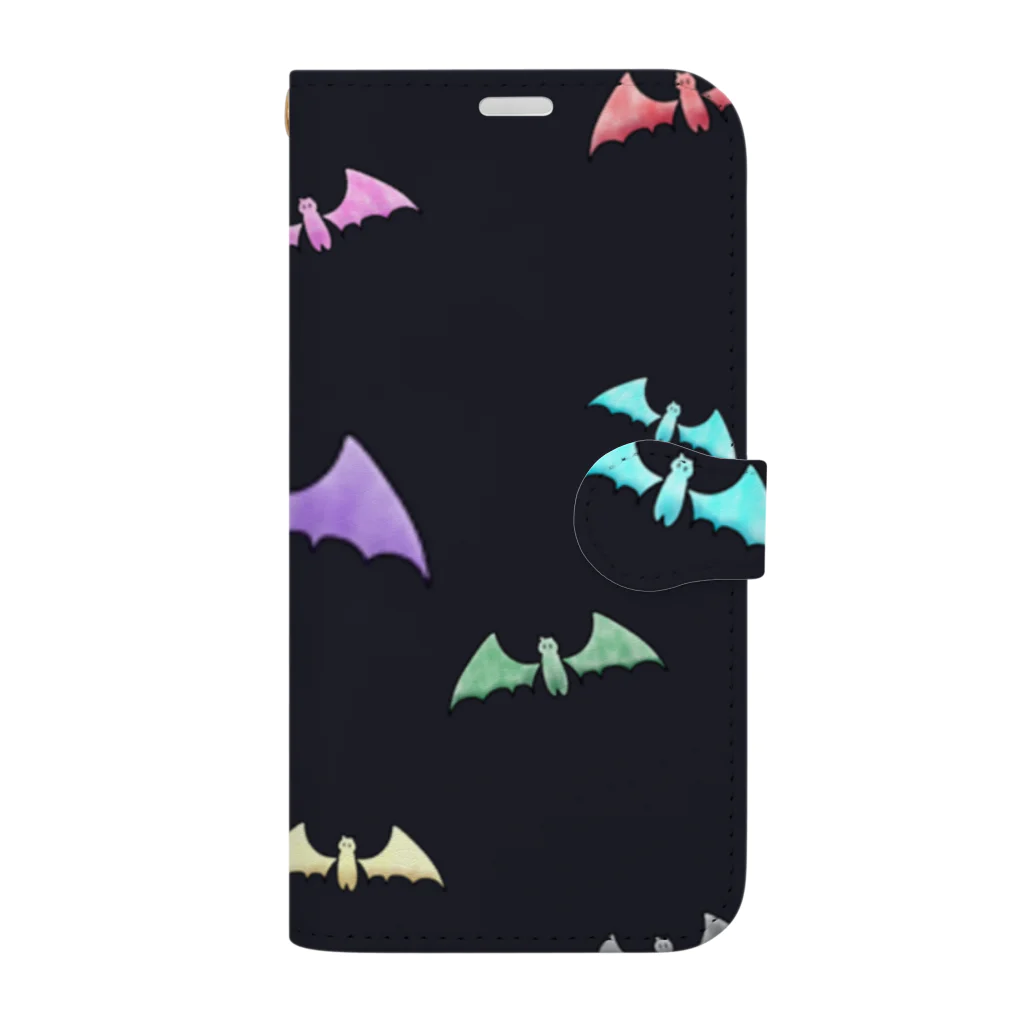 🦇水月黒羽ᙅ⩬のコウモリくん大集合（黒） Book-Style Smartphone Case