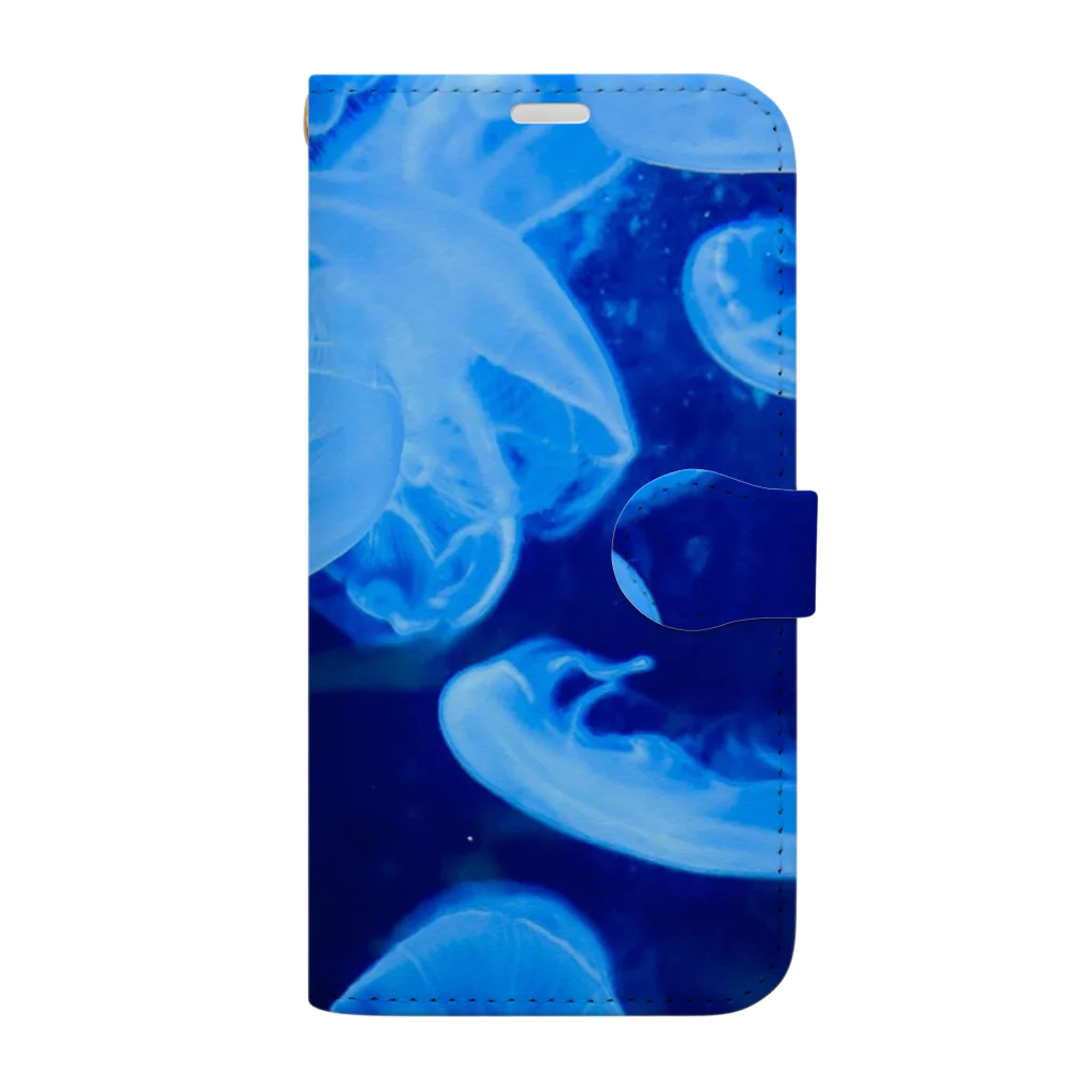 はじまりはじまり堂の《水中遊びPictures》Jellyfish blue Book-Style Smartphone Case