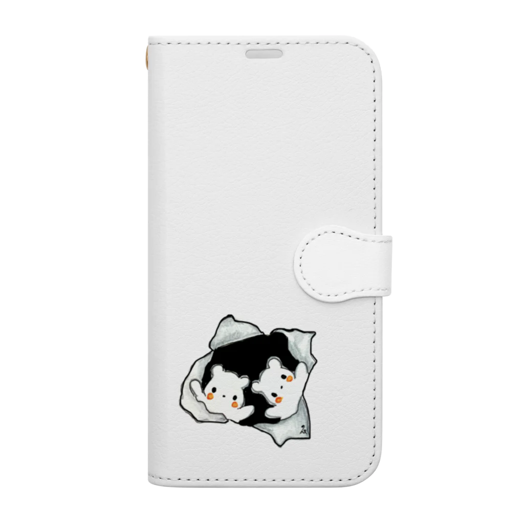 クンちゃんシロちゃんSHOP🐻‍❄️🐻‍❄️のクンちゃんシロちゃん　破いちゃったよ💦 Book-Style Smartphone Case