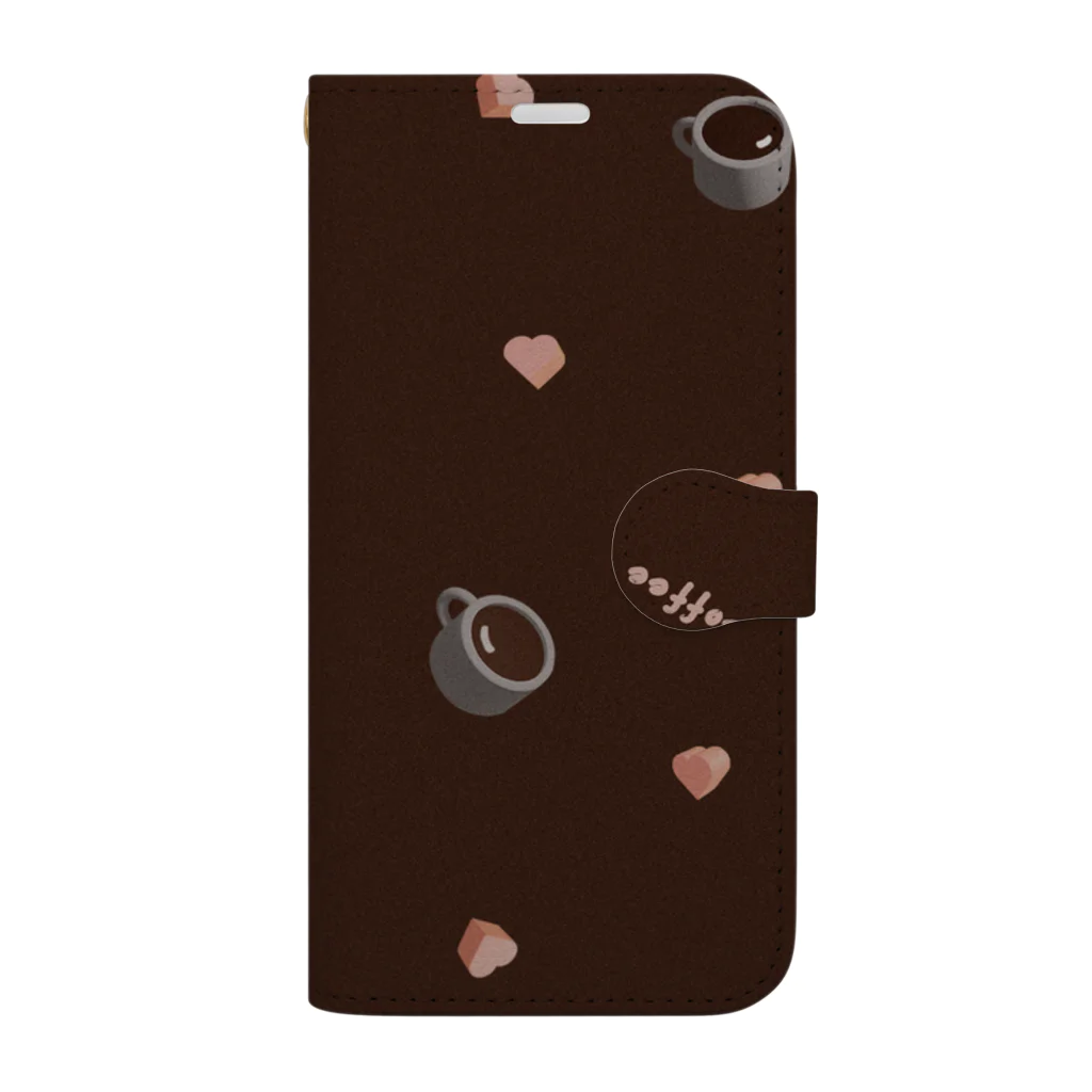 hikari_graphicsの コーヒーとチョコレート休憩タイム　BROWN Book-Style Smartphone Case