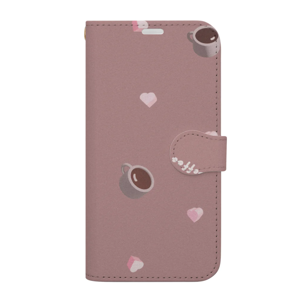 hikari_graphicsのコーヒーとチョコレート休憩タイム　PINK Book-Style Smartphone Case