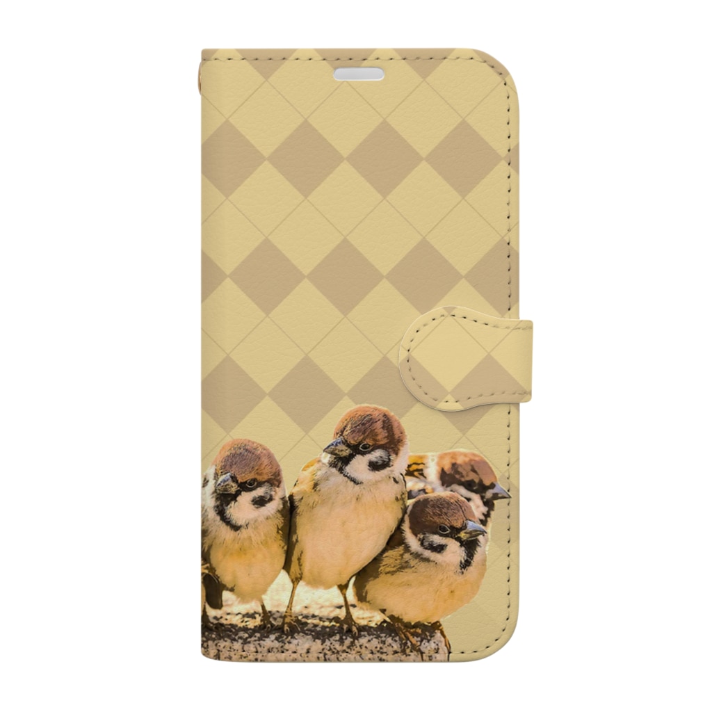 “すずめのおみせ” SUZURI店の一緒に遊ぼう！ 001 スマホケース Book-Style Smartphone Case