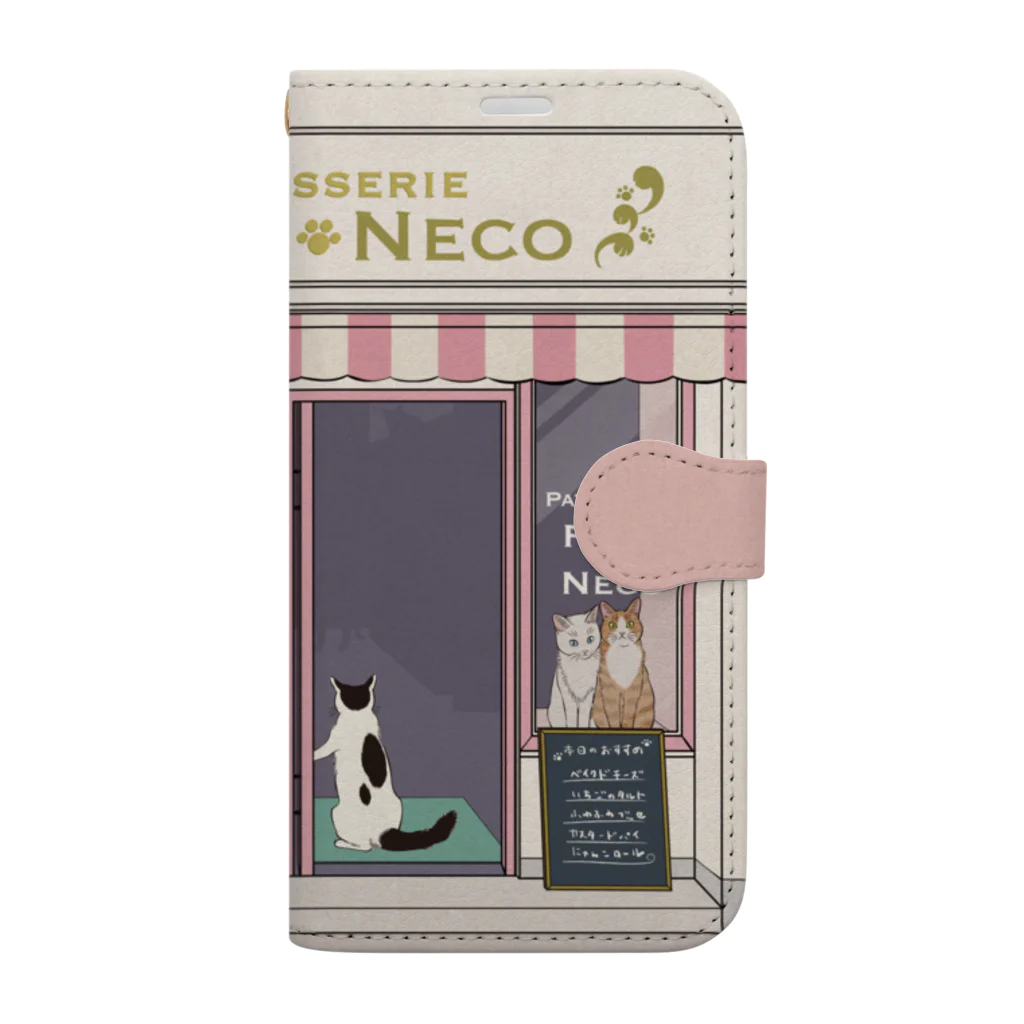 元祖ふとねこ堂のふとねこ洋菓子店 Book-Style Smartphone Case