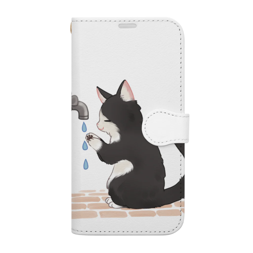 #保護猫カフェひだまり号の手洗い猫 Book-Style Smartphone Case