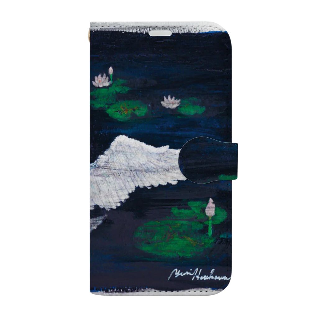 イラストレーター堀川友里の白鳥と蓮の花 Book-Style Smartphone Case