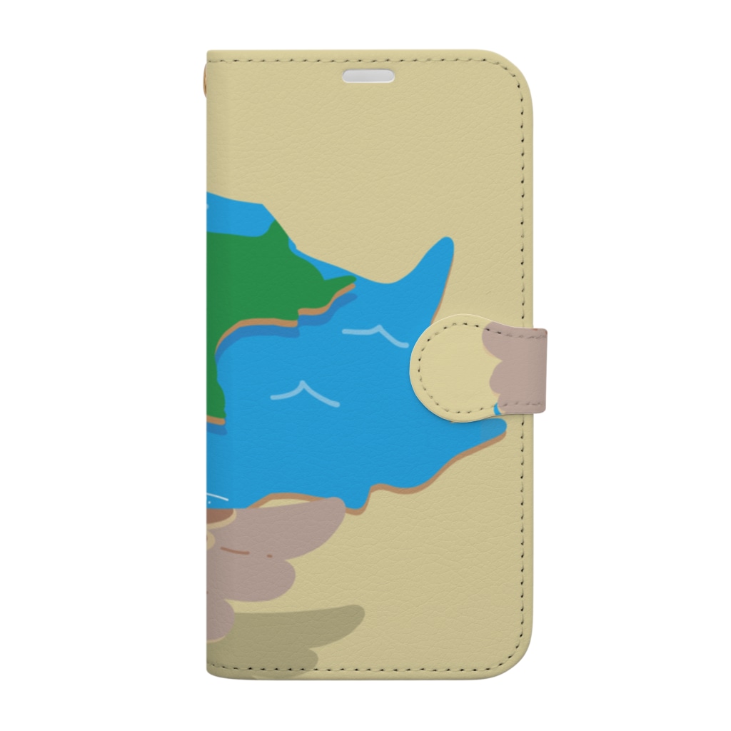 Kotetsu diary(SUZURI店)のシェルティ2匹＆スズメ×北海道 Book-Style Smartphone Case