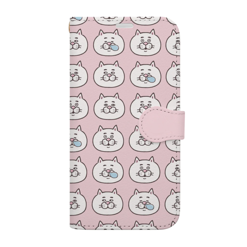 目つきの悪い猫＠いけやけいの目つきの悪い猫 ピンク Book-Style Smartphone Case