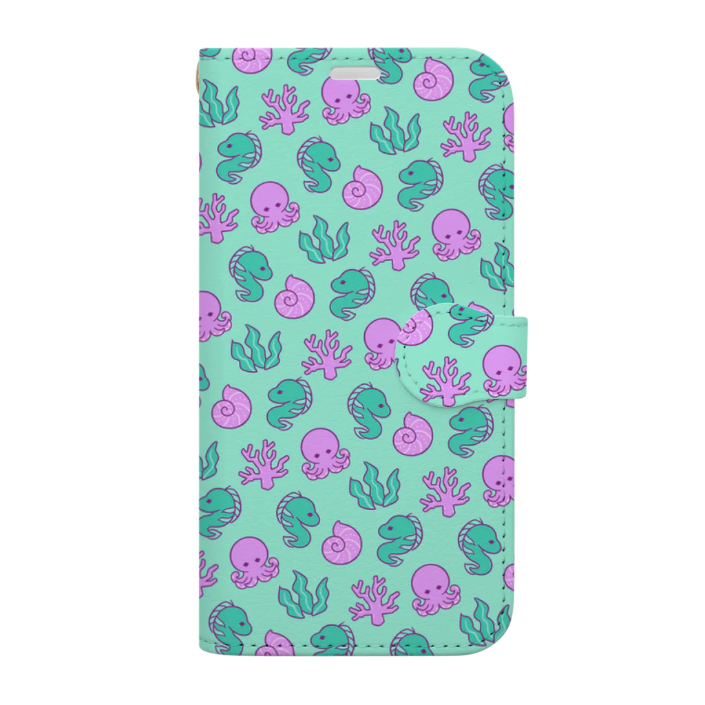 茉莉香｜Marikaのウツボとタコと海の生き物たち (Emerald) Book-Style Smartphone Case