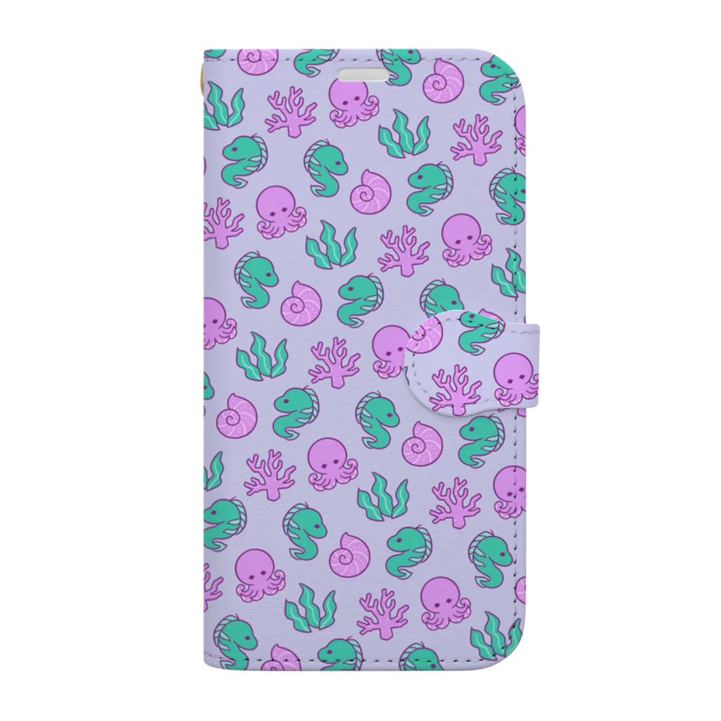 茉莉香｜Marikaのウツボとタコと海の生き物たち (Violet) Book-Style Smartphone Case