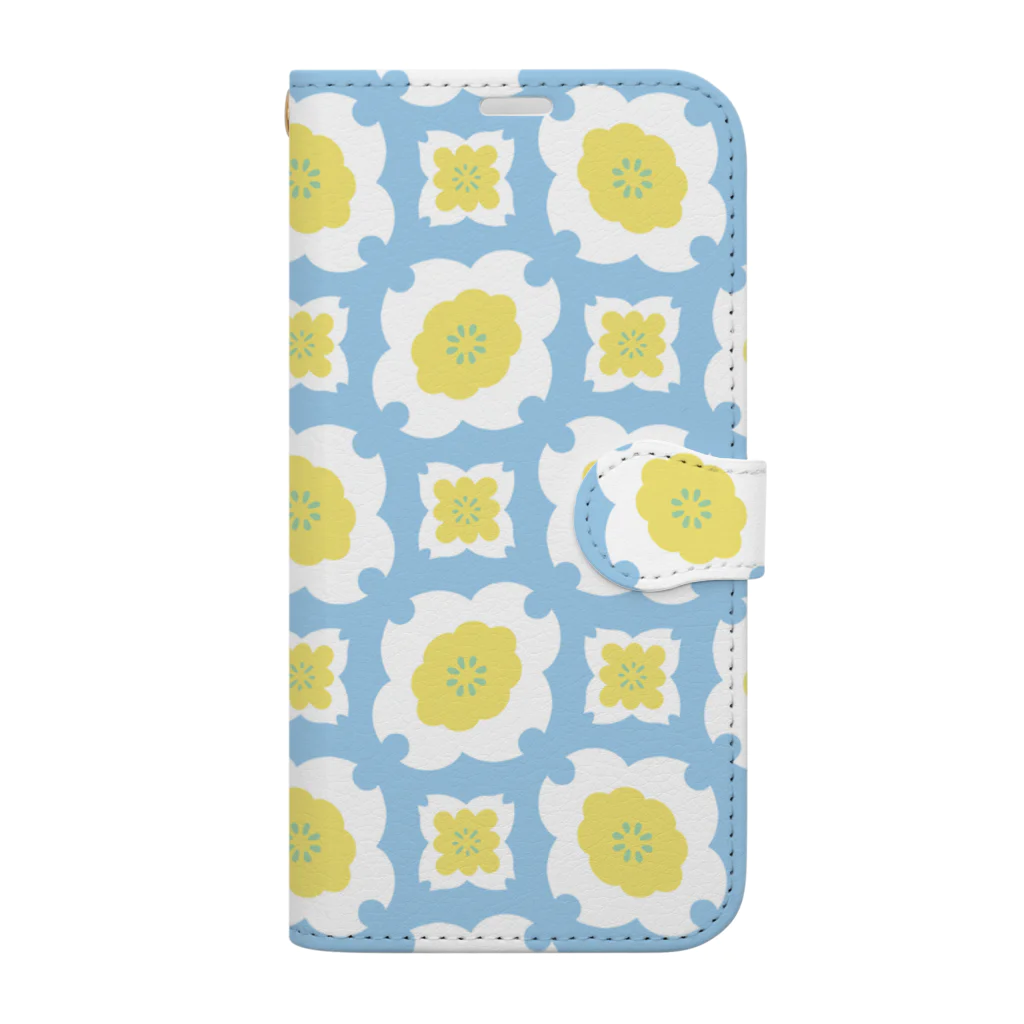 tettetextileのmukuhati pattern_wa.lightblue Book-Style Smartphone Case