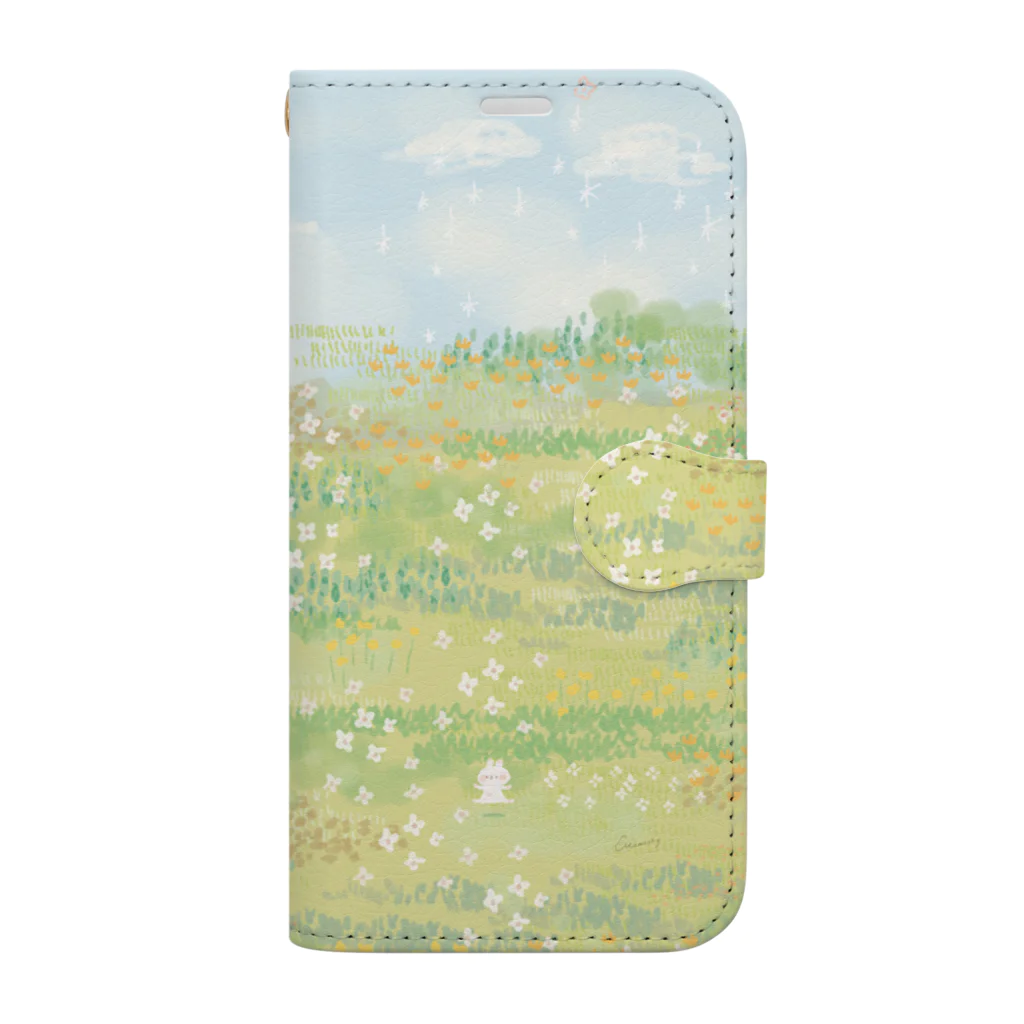 ＊momochy shop＊のある晴れた日のうさぎ Book-Style Smartphone Case