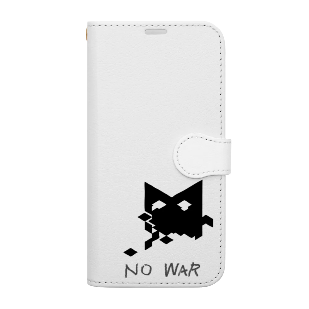 MS Artの＜NO WAR＞crying cat 手帳型スマホケース