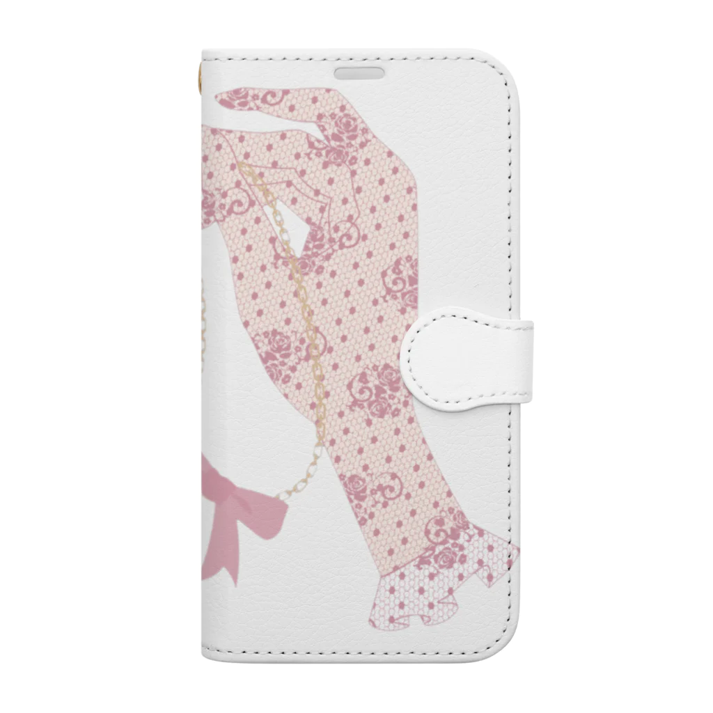 hyu-ge（イラスト）のグローブ　pink Book-Style Smartphone Case