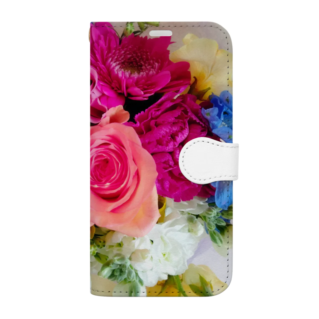 ナチュラルフラワーのバラの花束 Book-Style Smartphone Case