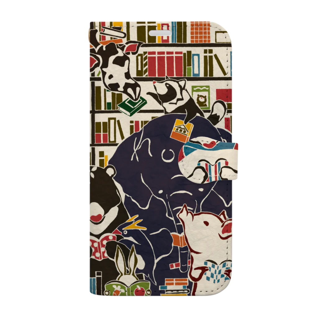 動物たちの日常の本を読む Book-Style Smartphone Case