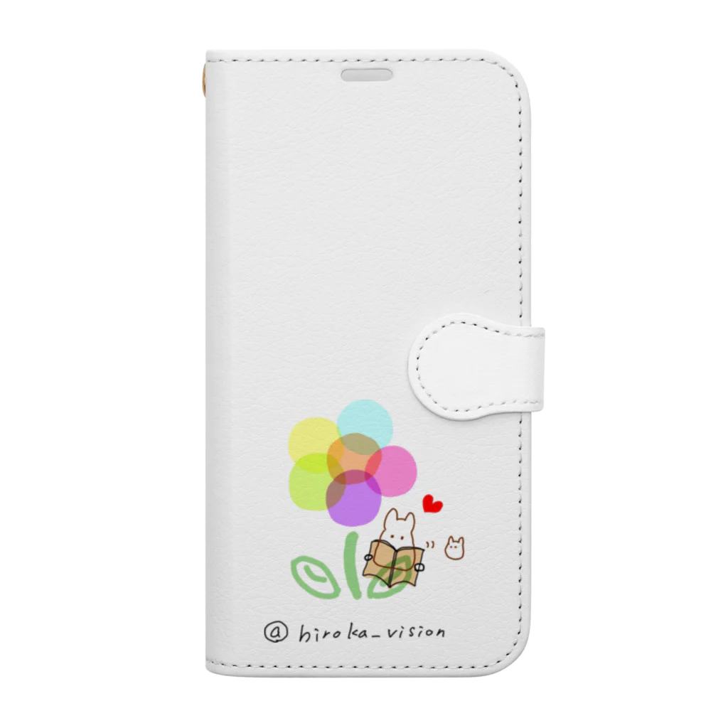 ひろねこさんの冒険*♡･゜の本とお花と♪ Book-Style Smartphone Case