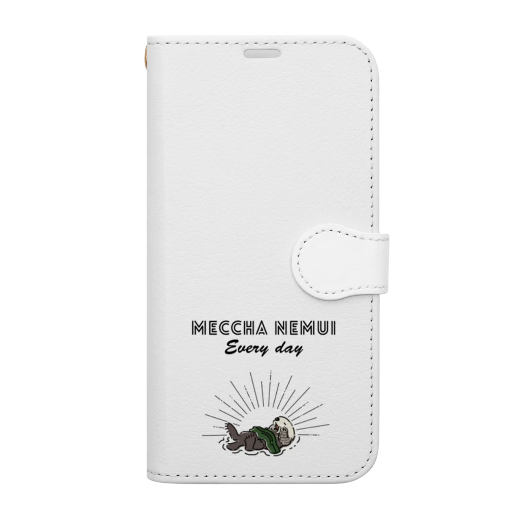 屋台 urukaのMECCHA NEMUI らっこ 手帳型スマホケース