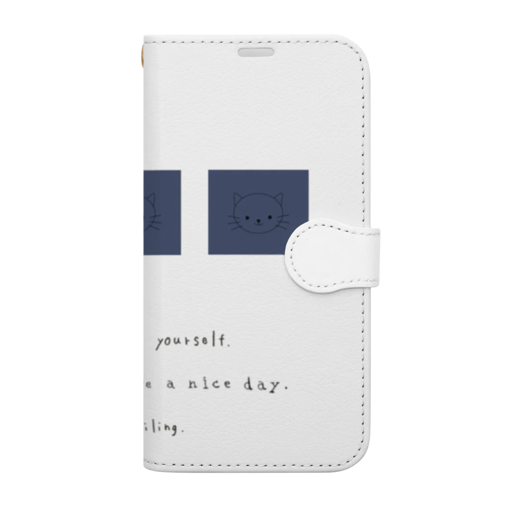 rilybiiのblue three neko Book-Style Smartphone Case