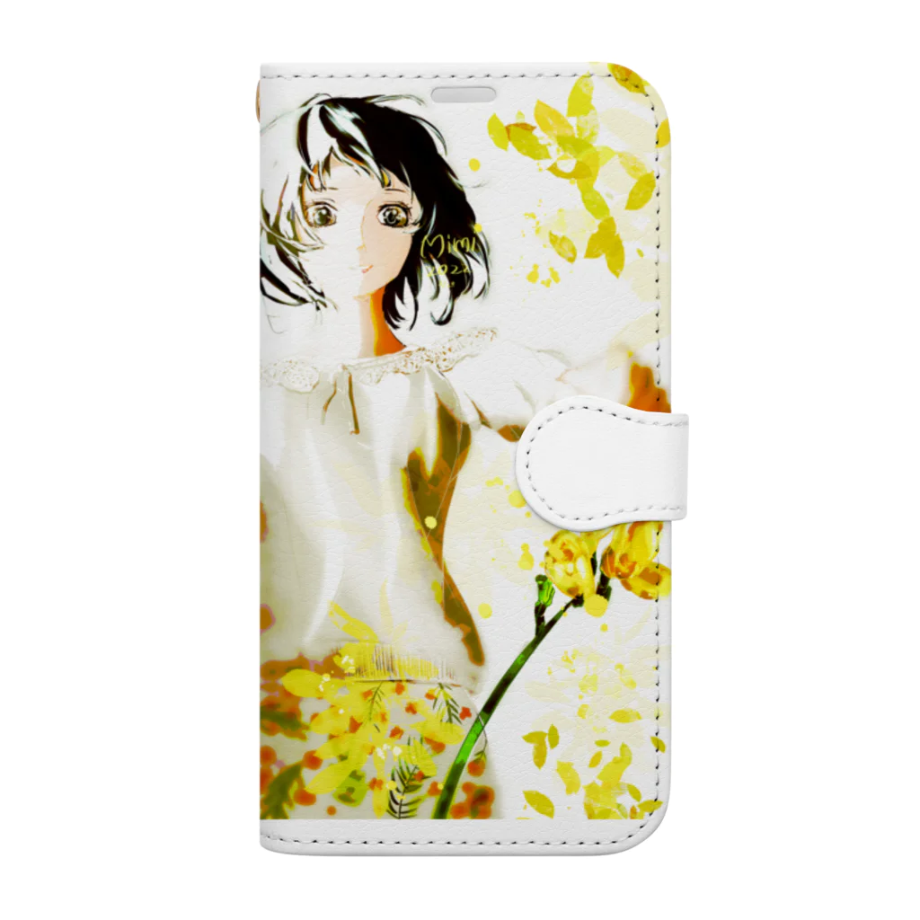 mimicolorの花　フリージア Book-Style Smartphone Case