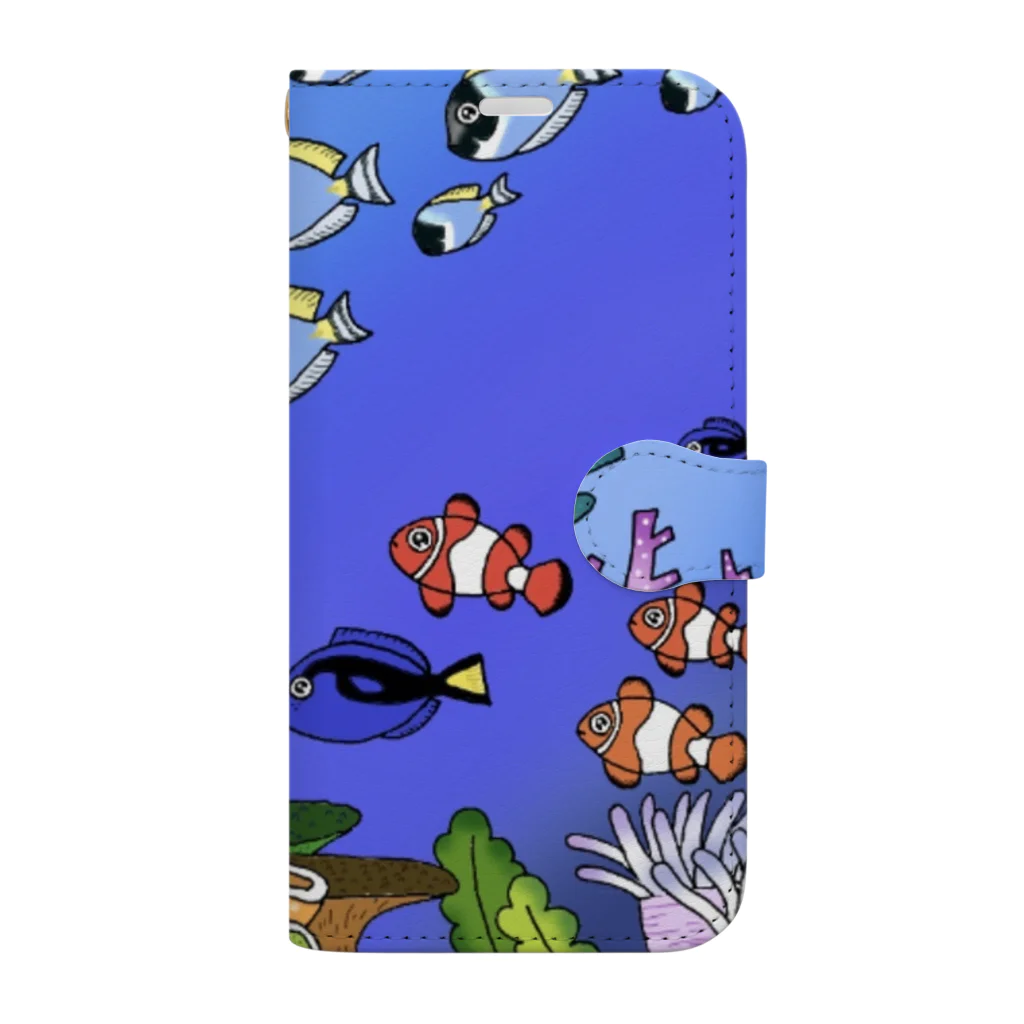 栗坊屋のパウダーブルーが泳ぐ海 Book-Style Smartphone Case