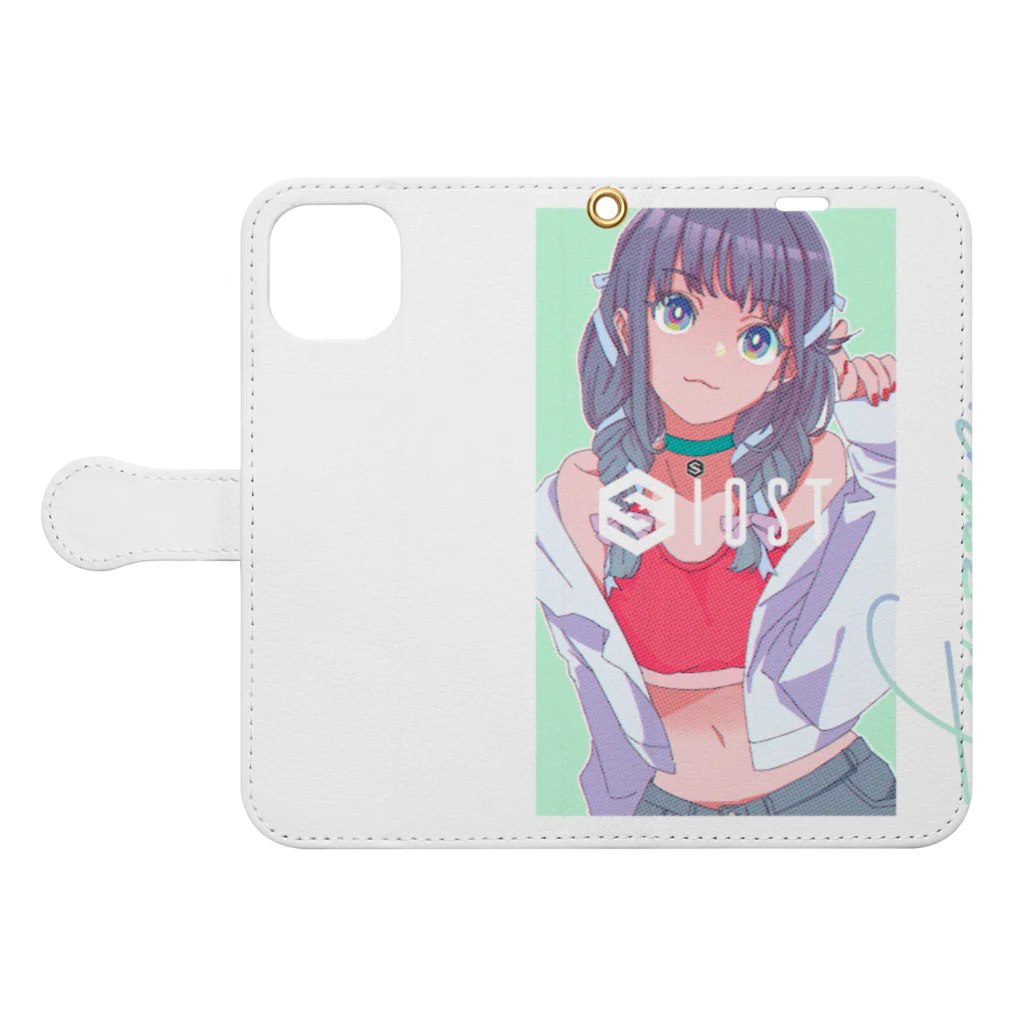 ふぁんぞみのSUZURI NFT IOSTちゃん！！！！ Book-Style Smartphone Case:Opened (outside)