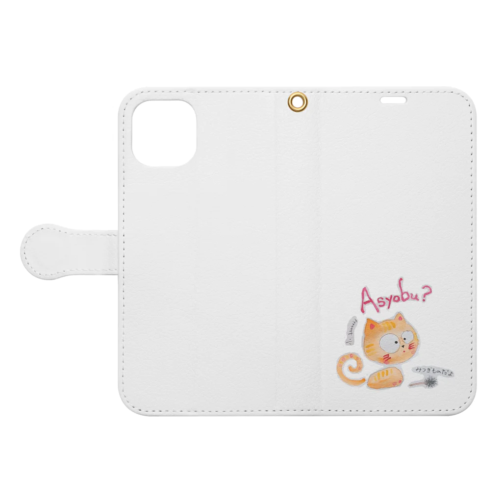 ゆか'sあ～とのもふもふ猫　たぬ Book-Style Smartphone Case:Opened (outside)