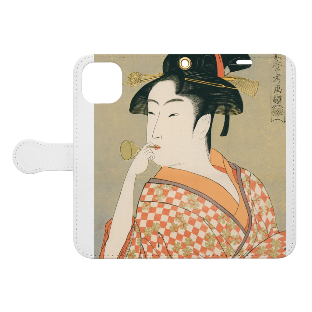 寿めでたや(ukiyoe)のUkiyoe　Utamaro Book-Style Smartphone Case:Opened (outside)