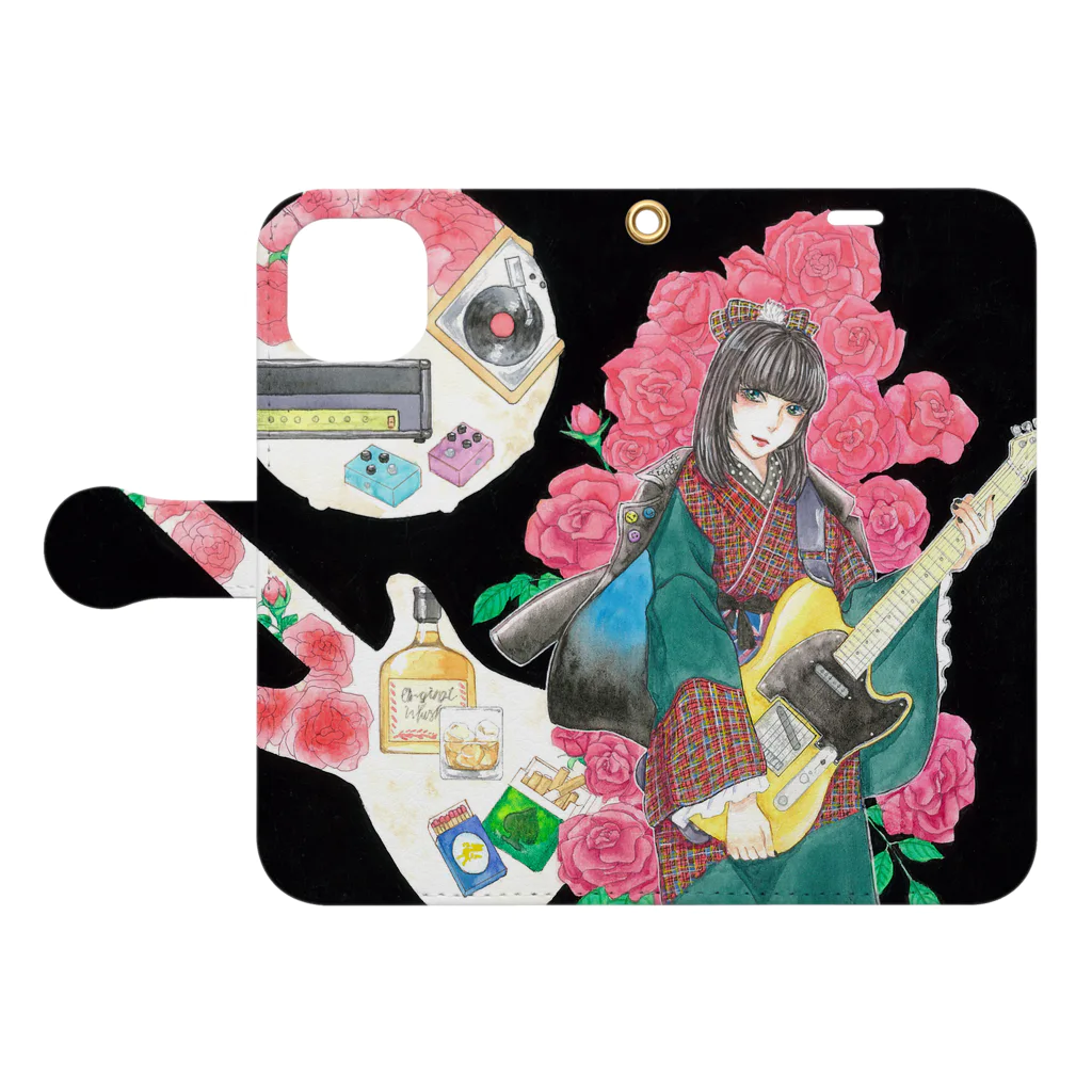 藤野 深生の和風UKロック Book-Style Smartphone Case:Opened (outside)