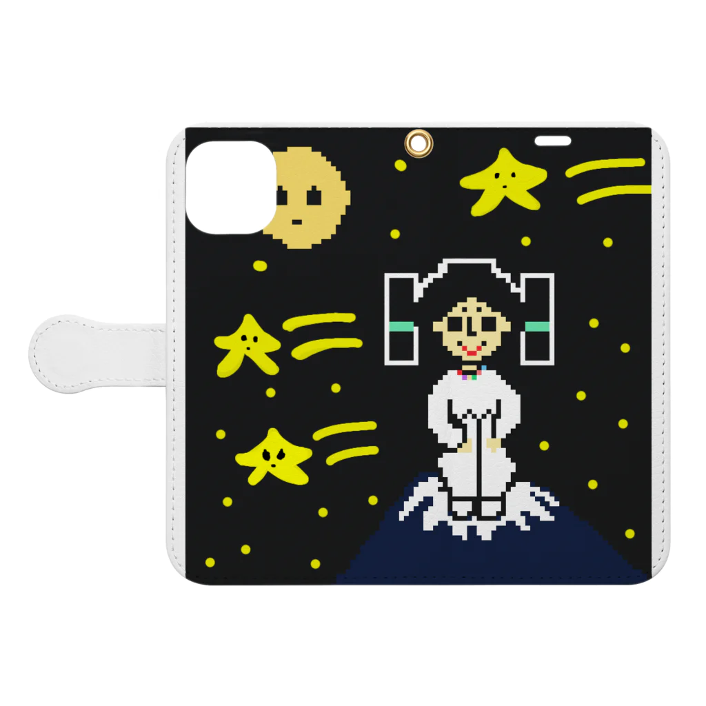 yayoiboy 弥生ボーイくんの弥生ボーイくん夜の富士山の上でひと休み Book-Style Smartphone Case:Opened (outside)