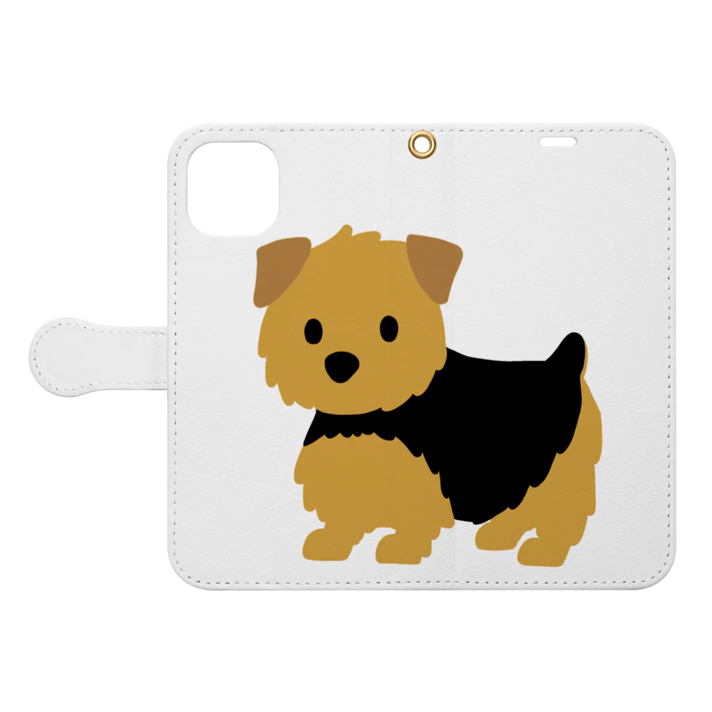 TOMOS-dogのnorfolkterrier（ブラタン） Book-Style Smartphone Case:Opened (outside)