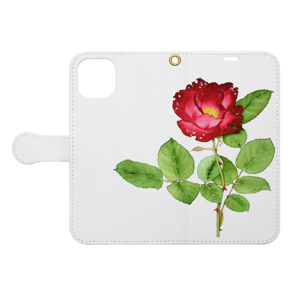 Lucid Color goodsの赤い薔薇 Book-Style Smartphone Case:Opened (outside)