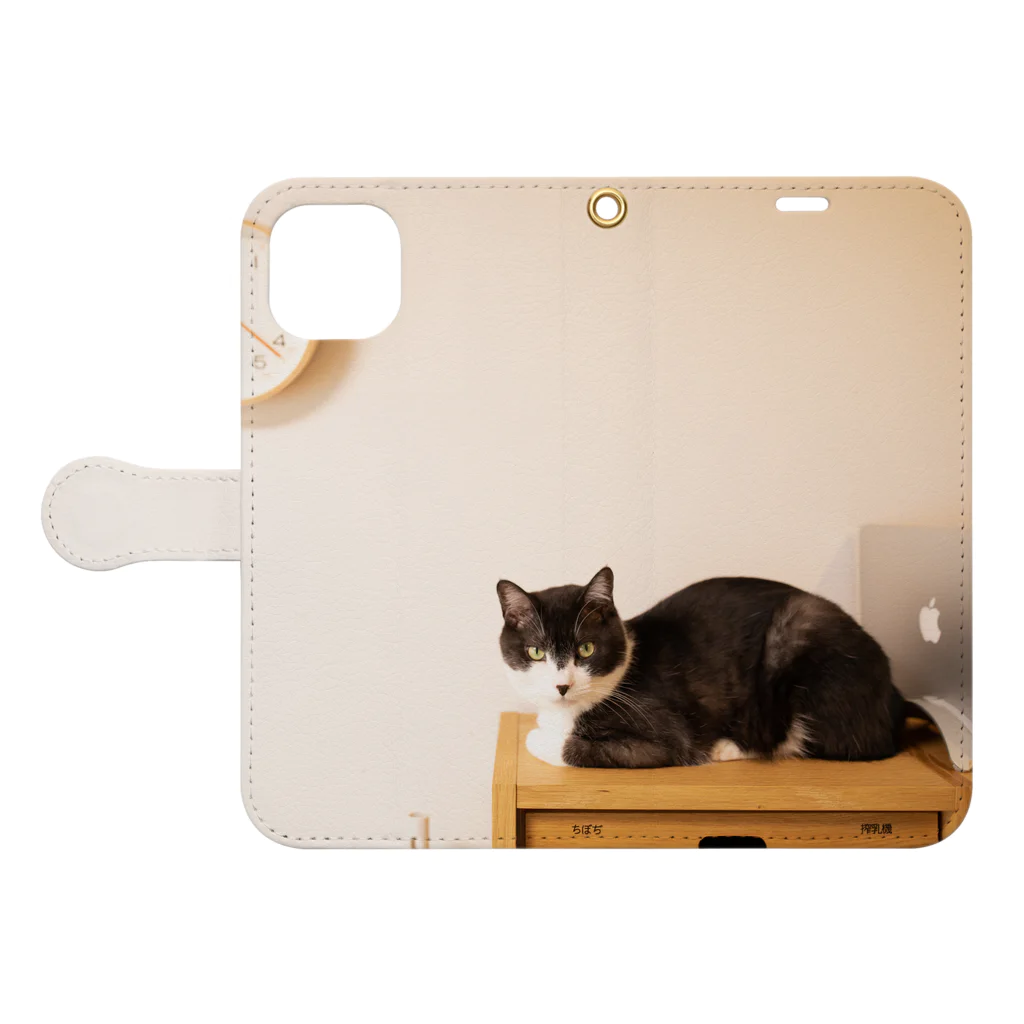 疑問もつ猫グッズの疑問持つ猫グッズ Book-Style Smartphone Case:Opened (outside)