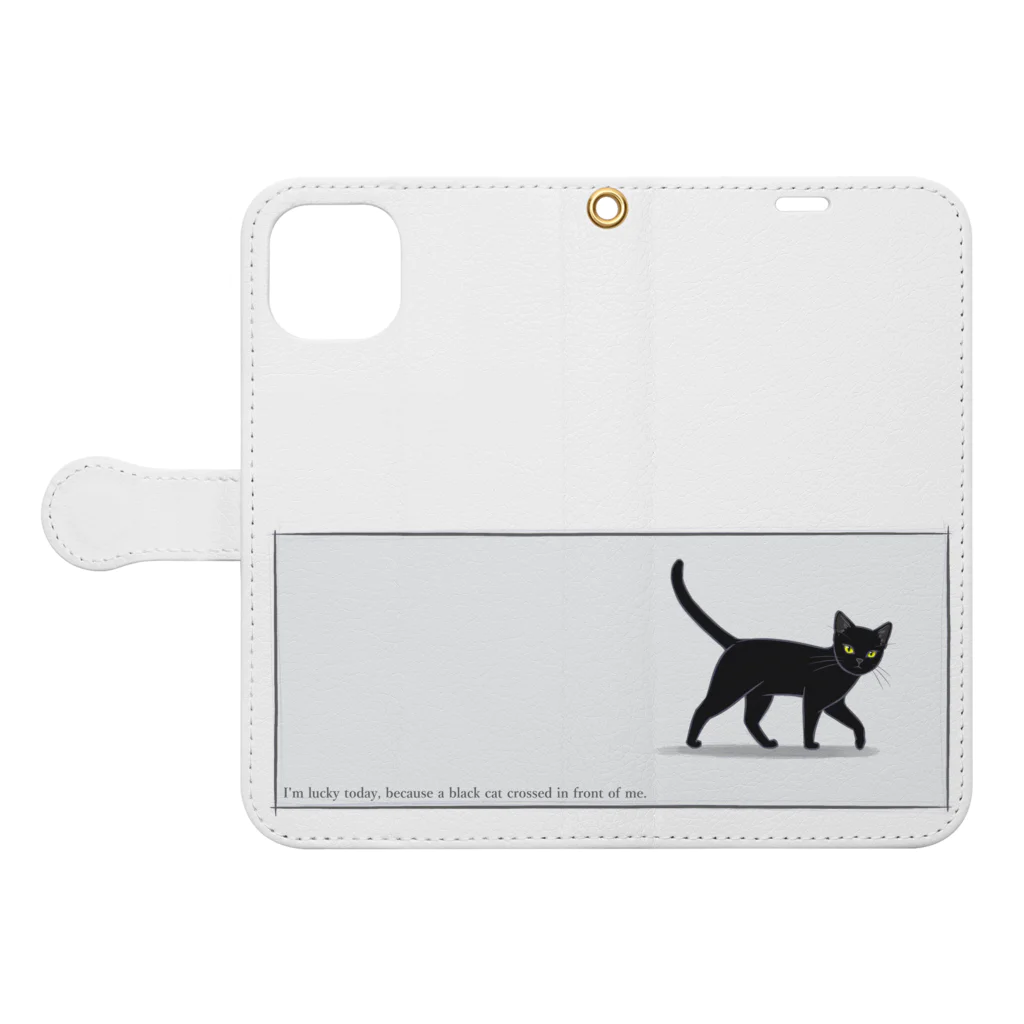 ハナイとトンの猫が目の前を横切った（黒猫） Book-Style Smartphone Case:Opened (outside)