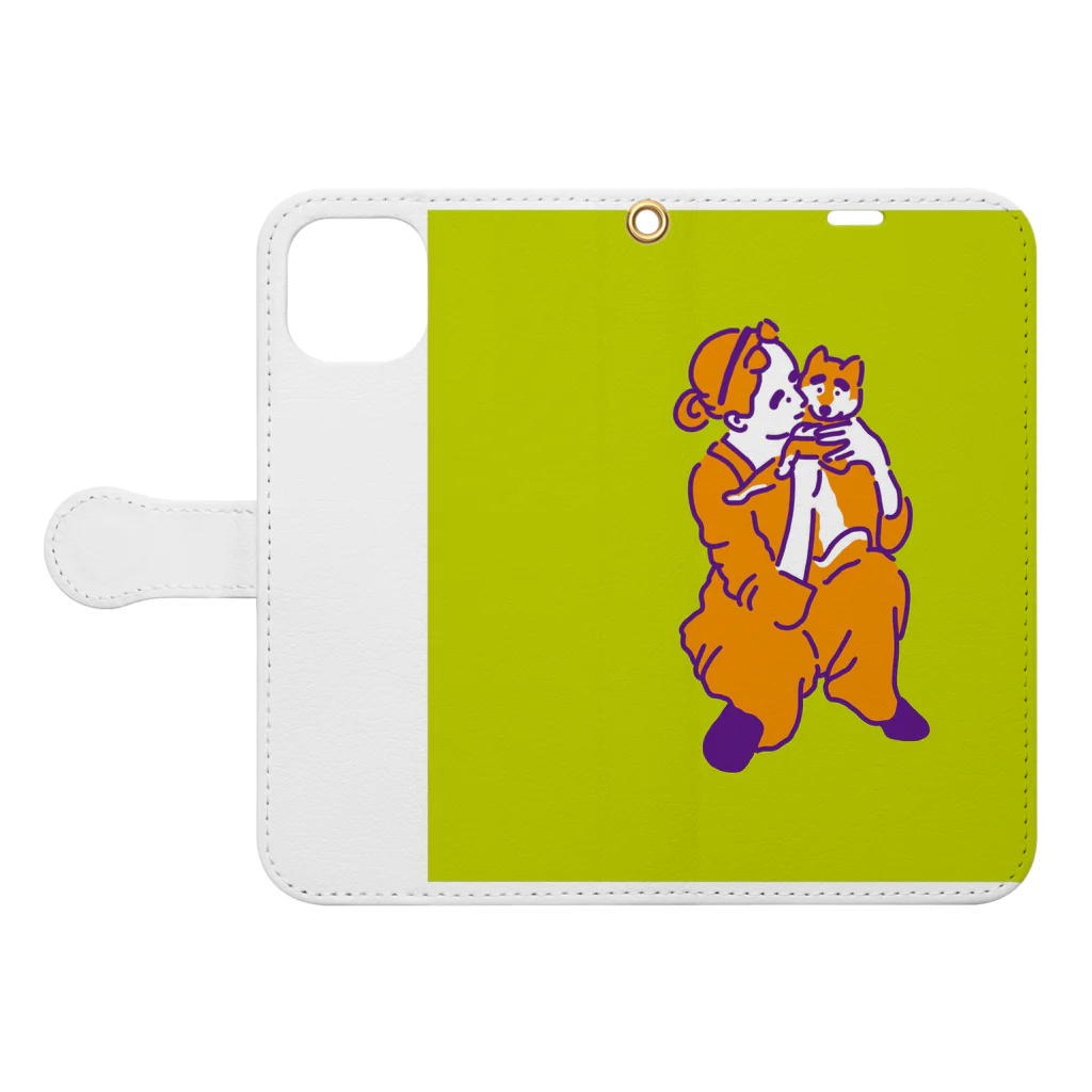 柴犬ポップライフ_眠る豆柴の柴犬ポップライフ_2 Book-Style Smartphone Case:Opened (outside)