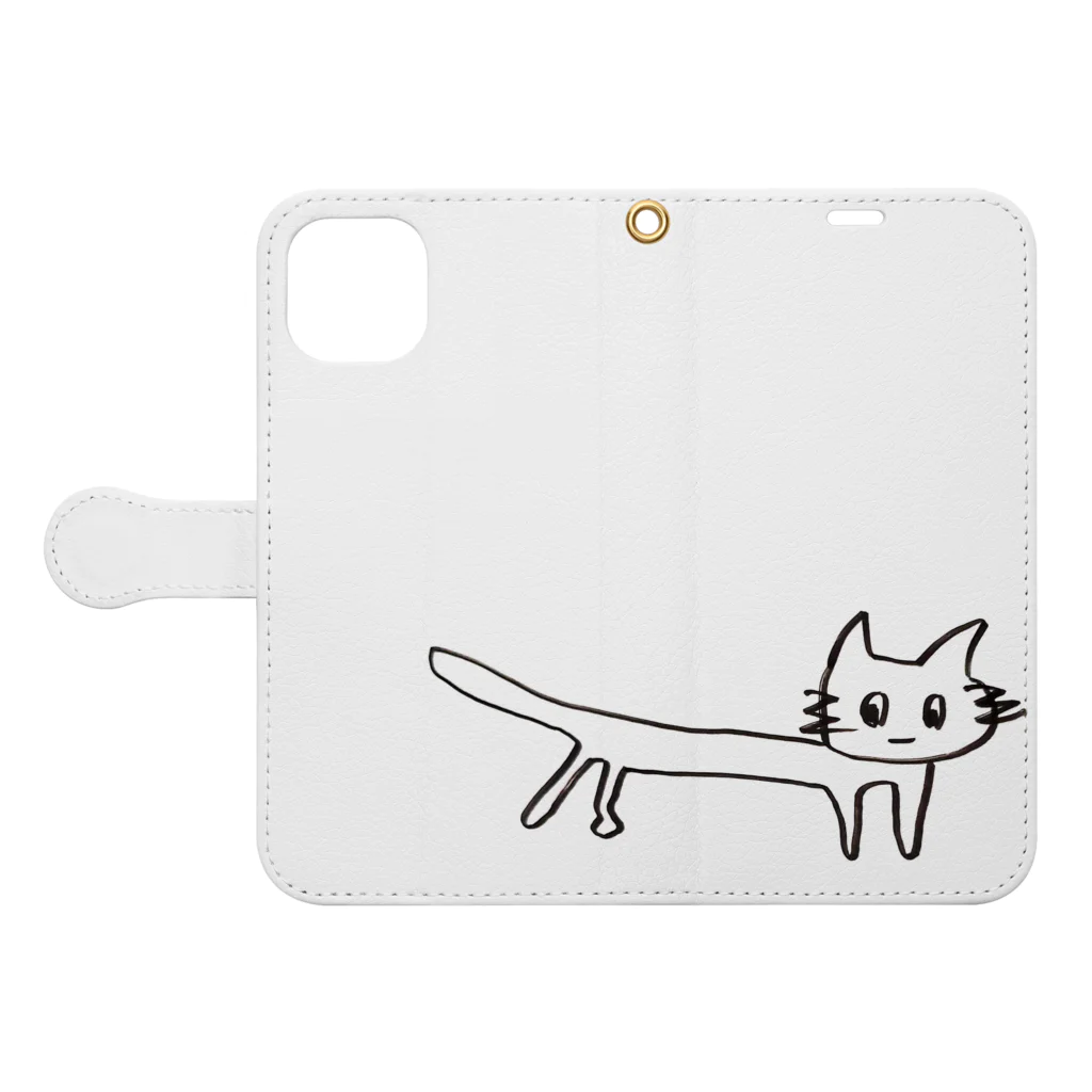 可愛い可愛いねこのヨーリーの【うにょーん】可愛いねこ Book-Style Smartphone Case:Opened (outside)