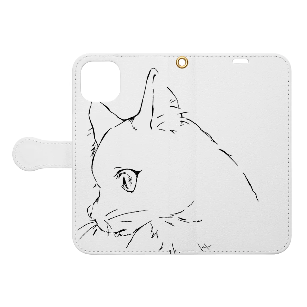 Osuzu-Artshopのねこカバー Book-Style Smartphone Case:Opened (outside)