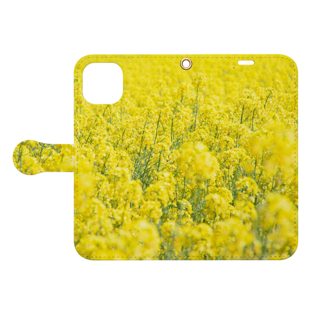 朝谷景の菜の花スマホケース Book-Style Smartphone Case:Opened (outside)