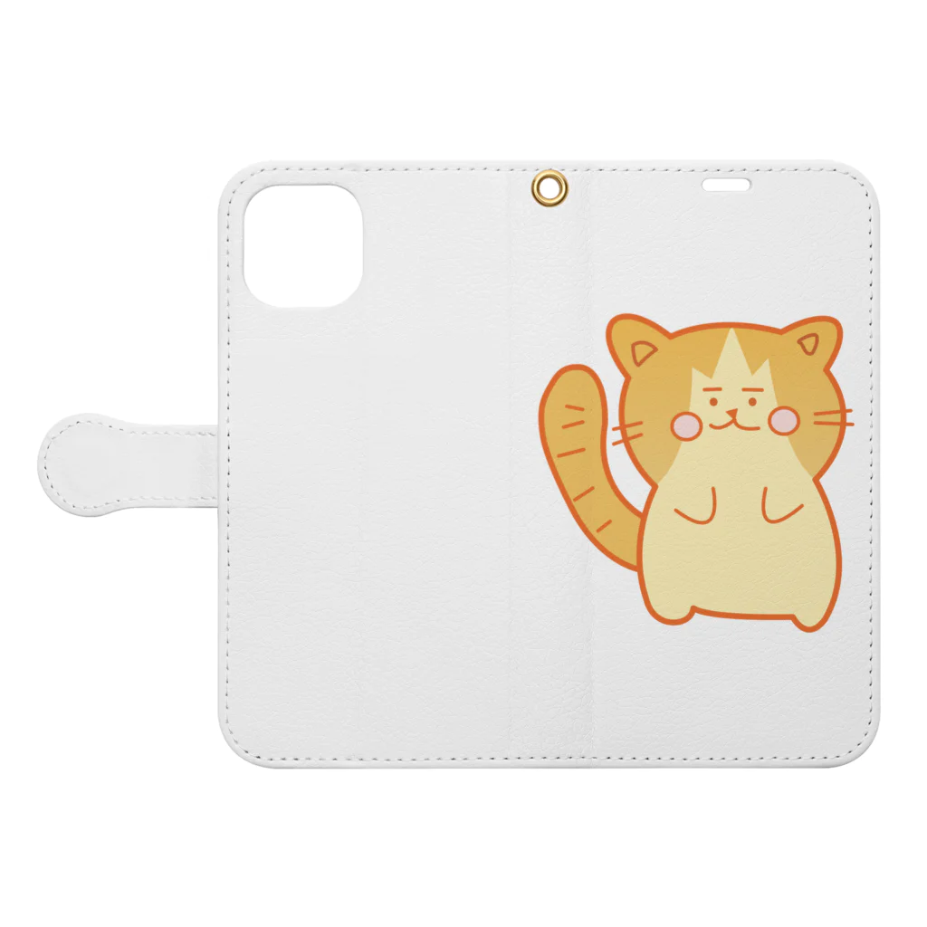 レフデザインのぽっちゃり猫のノアくん Book-Style Smartphone Case:Opened (outside)