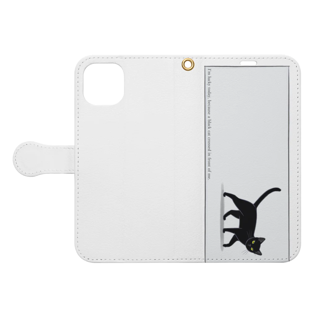 ハナイとトンの猫が目の前を横切った（黒猫） Book-Style Smartphone Case:Opened (outside)