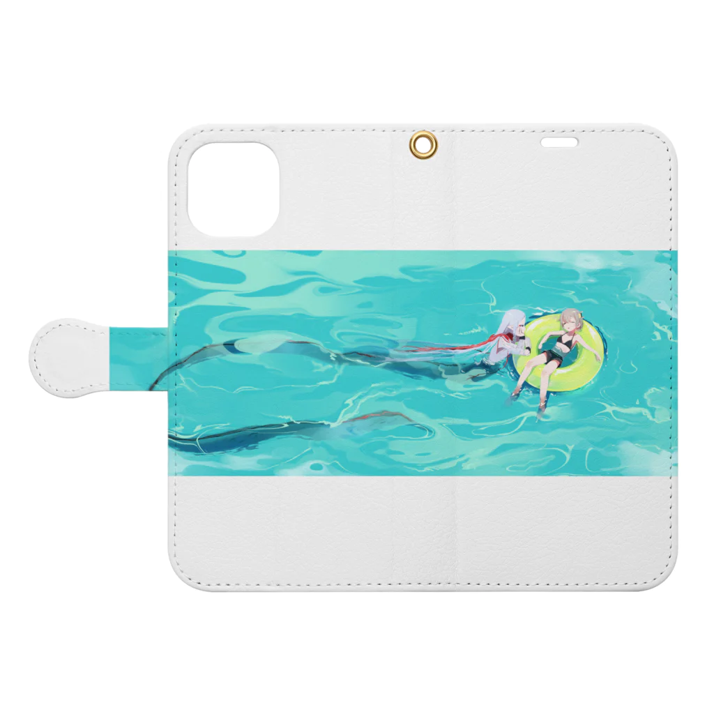 UmiUchiの人魚と少女 Book-Style Smartphone Case:Opened (outside)