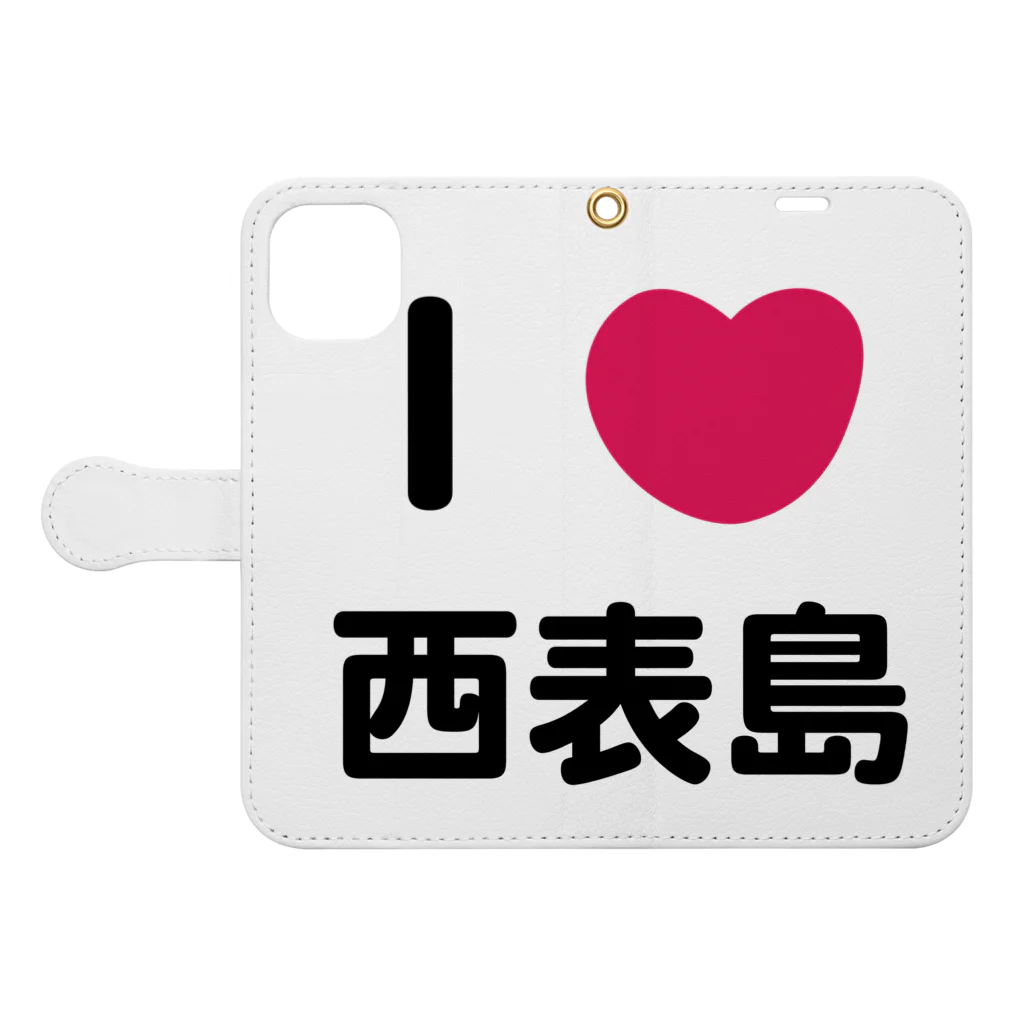 ハロー! オキナワのI 💗 西表島 Book-Style Smartphone Case:Opened (outside)