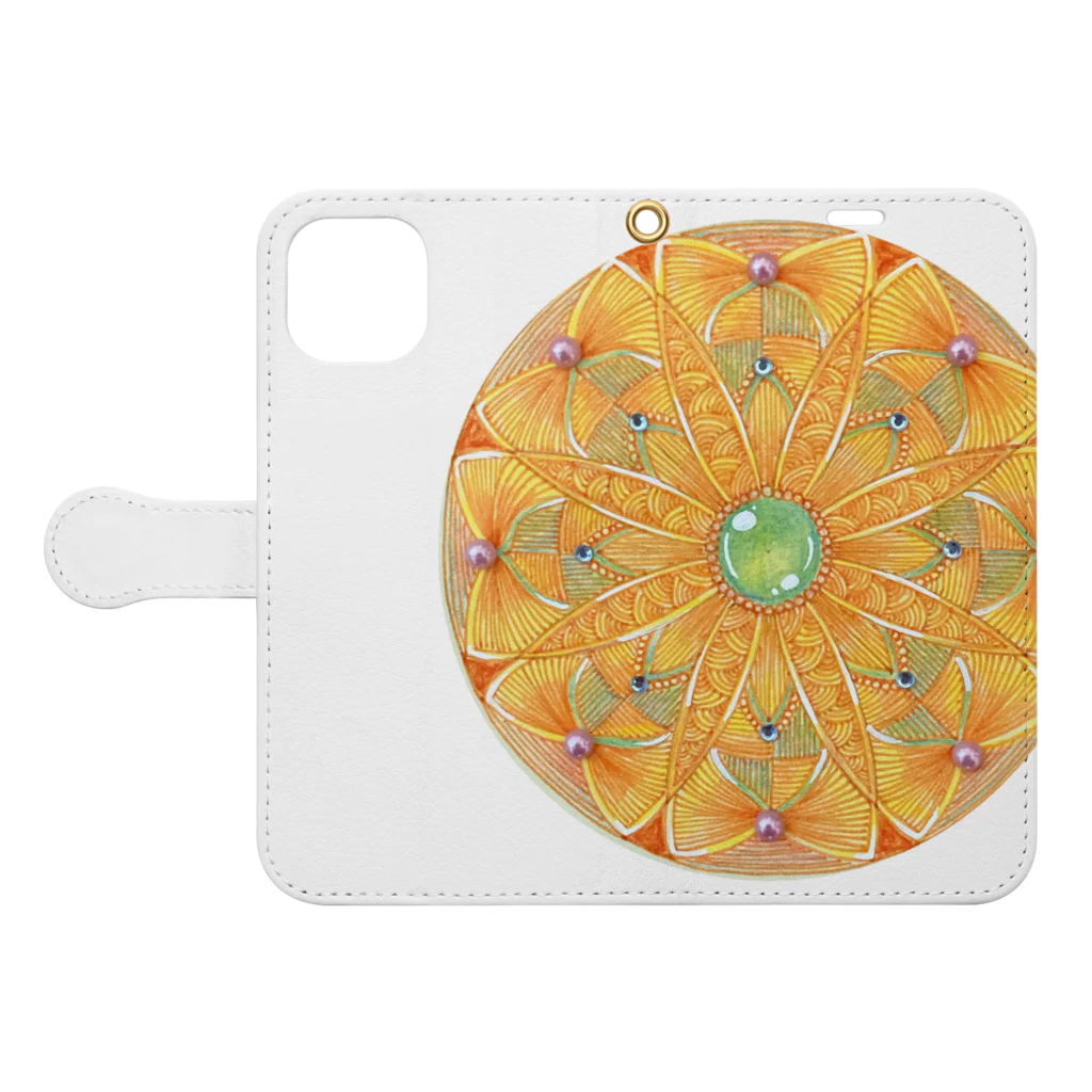 じぱんぐる-zipangle-のmandala-ひまわり Book-Style Smartphone Case:Opened (outside)