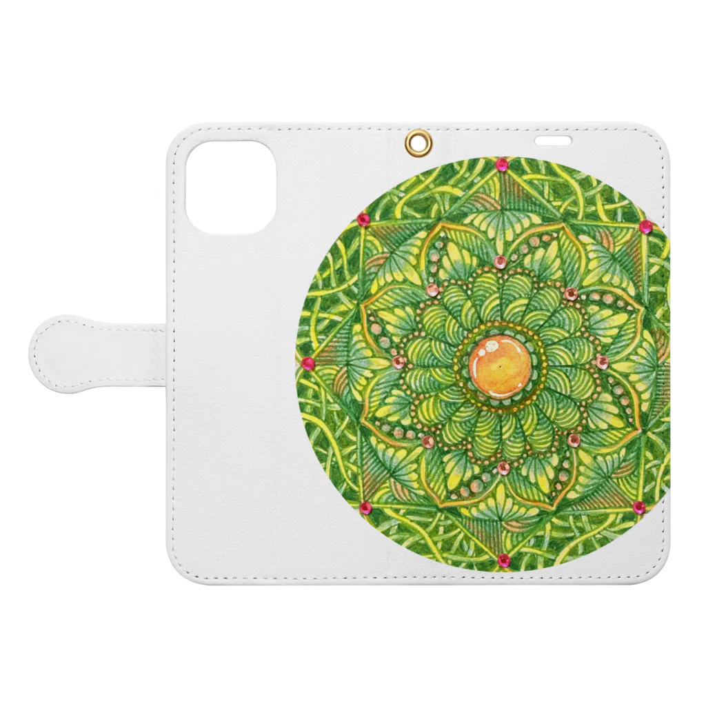 じぱんぐる-zipangle-のmandala-もりのなか Book-Style Smartphone Case:Opened (outside)