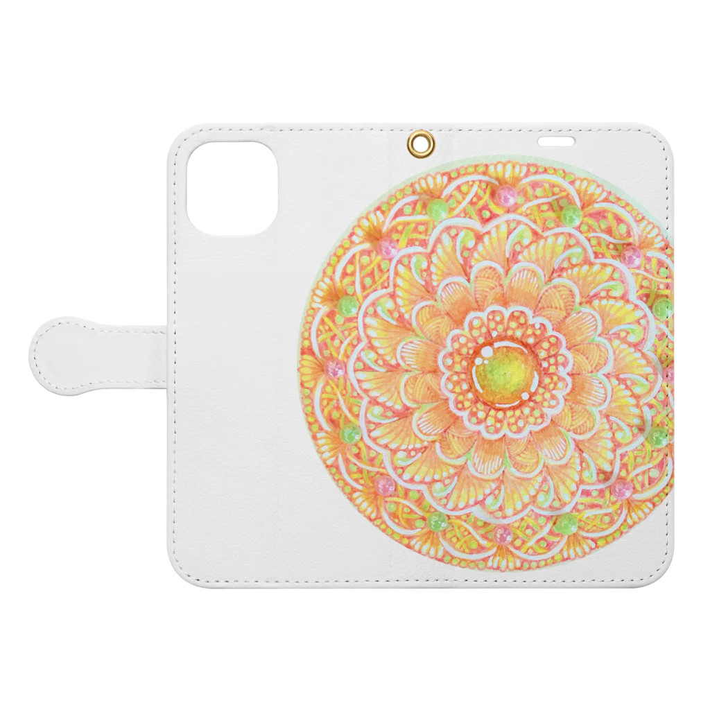 じぱんぐる-zipangle-のmandala-ふわり Book-Style Smartphone Case:Opened (outside)