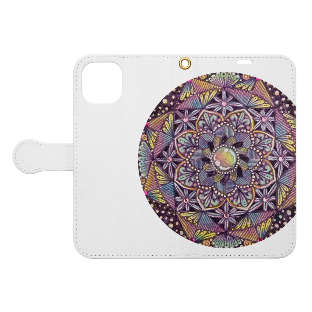 じぱんぐる-zipangle-のmandala-まほう Book-Style Smartphone Case:Opened (outside)