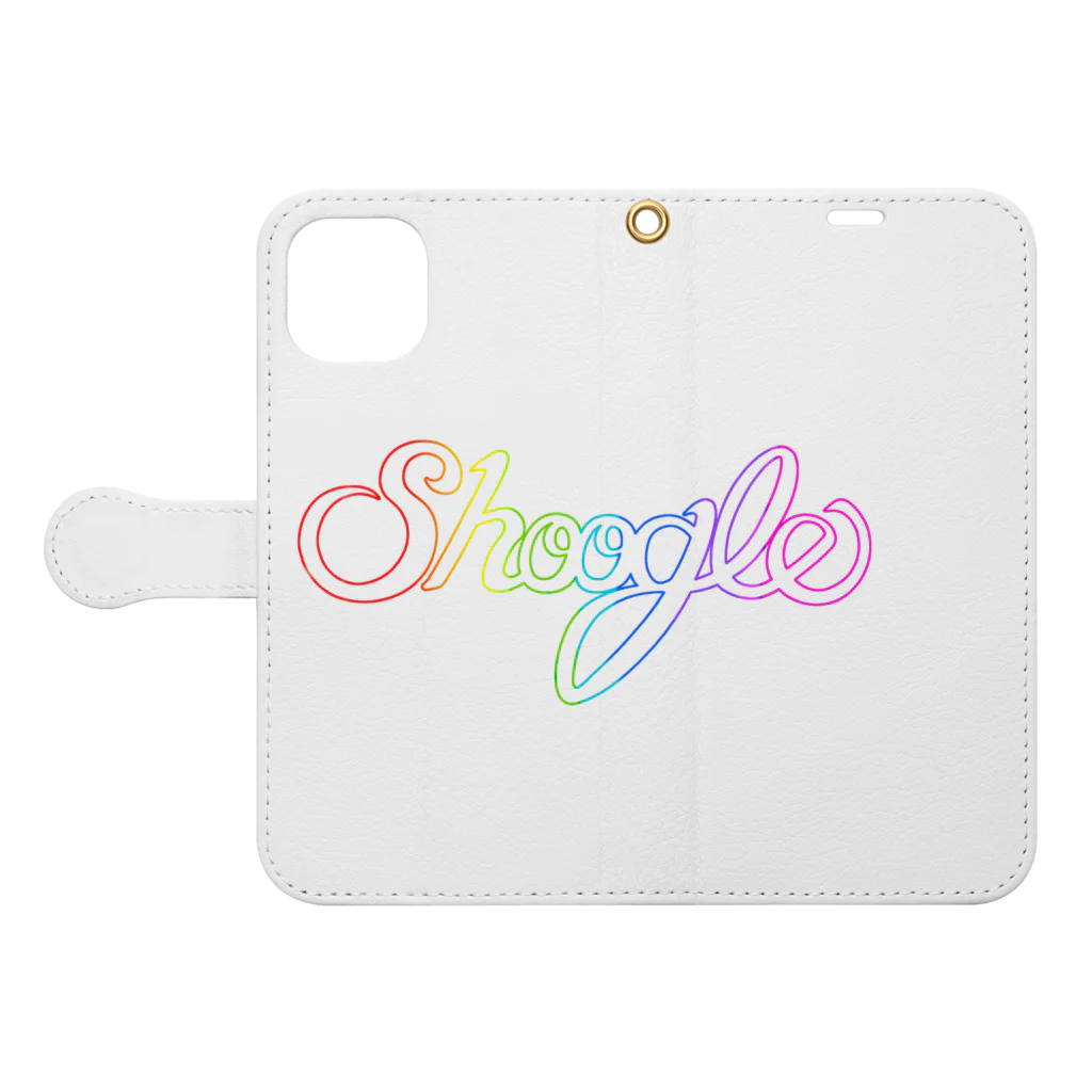 週刊少年ライジングサンズのShoogle(シューグル) Rainbow Line 手帳型スマホケースを開いた場合(外側)