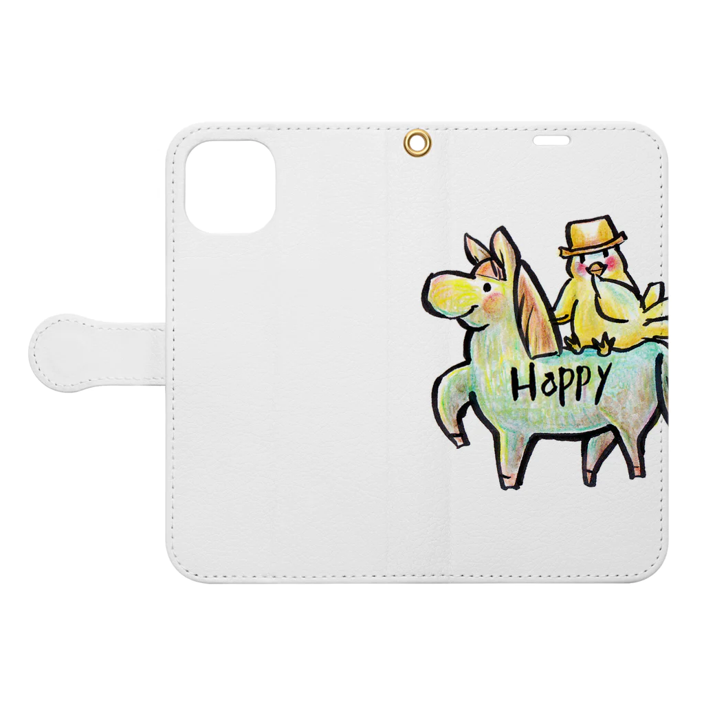 阿蘇のスピリチュアルカウンセラー綾野コトリ☆OFFICIAL SHOPのhappy_001 Book-Style Smartphone Case:Opened (outside)