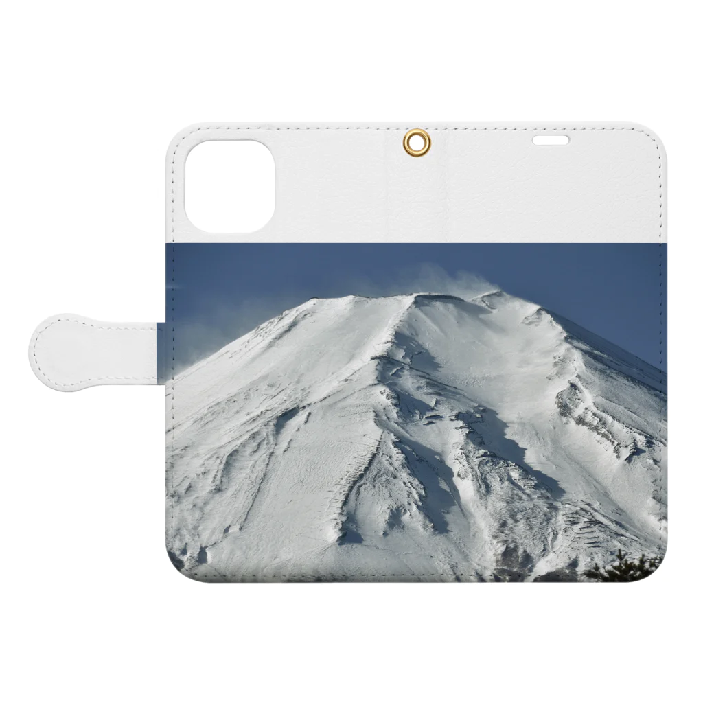 下田村の冠雪した富士山_003 Book-Style Smartphone Case:Opened (outside)